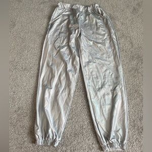 Silver Metallic Sweatpants